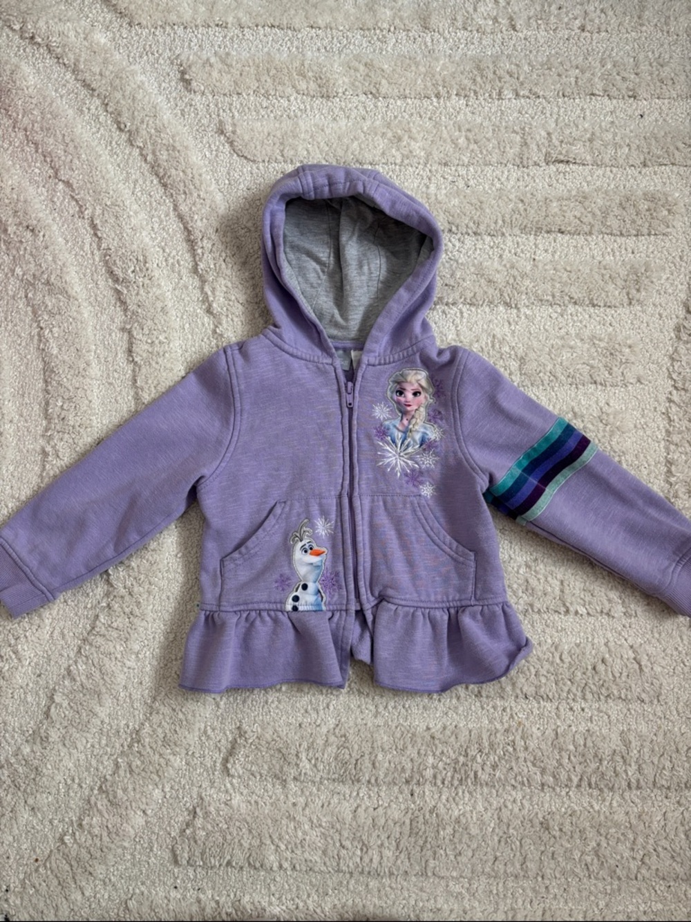 Disney Purple Frozen Hooded Zip Sweater with Character Appliqués